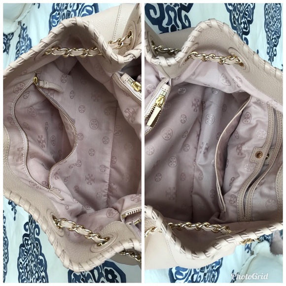 Tory Burch Marion Chain Slouchy Tote - Light Oak - Picture 4 of 7